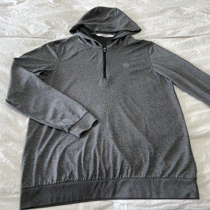 Travis Mathew LS Gray 1/4 Zip Golf Knit Pullover Hoodie Size Large Lightweight.